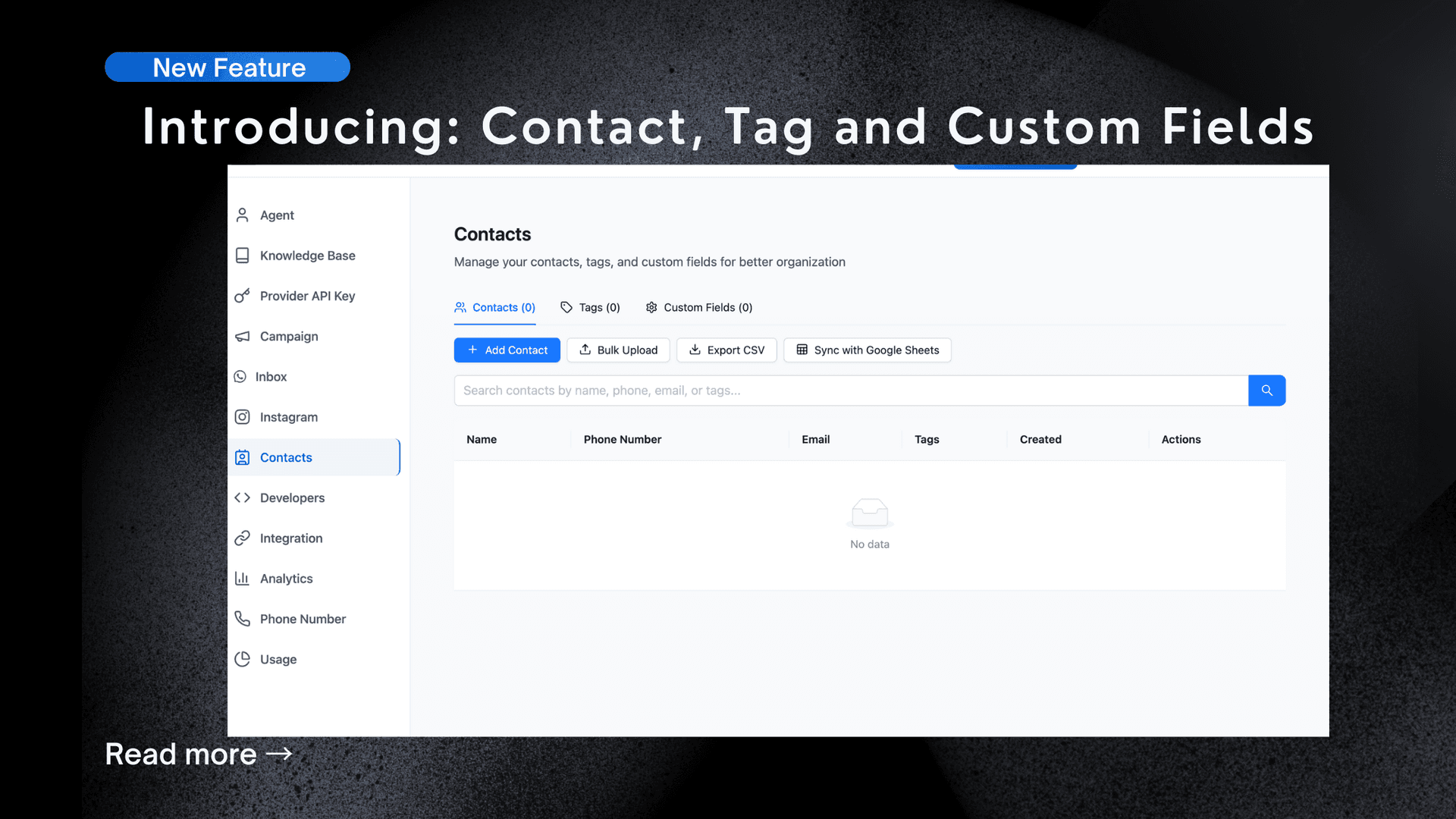 Introducing: Contacts, Tags & Custom Fields