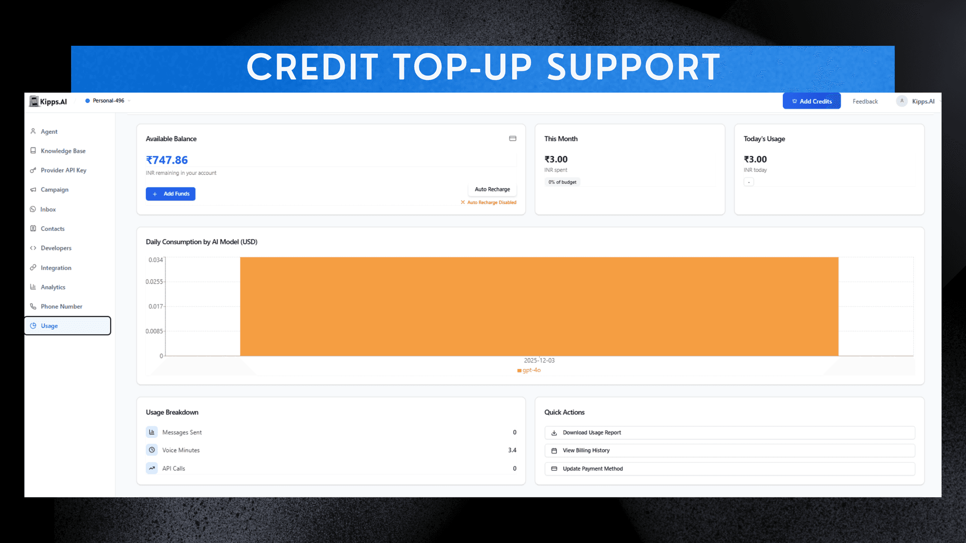 Introducing Credit Top-Up Support for Seamless Usage