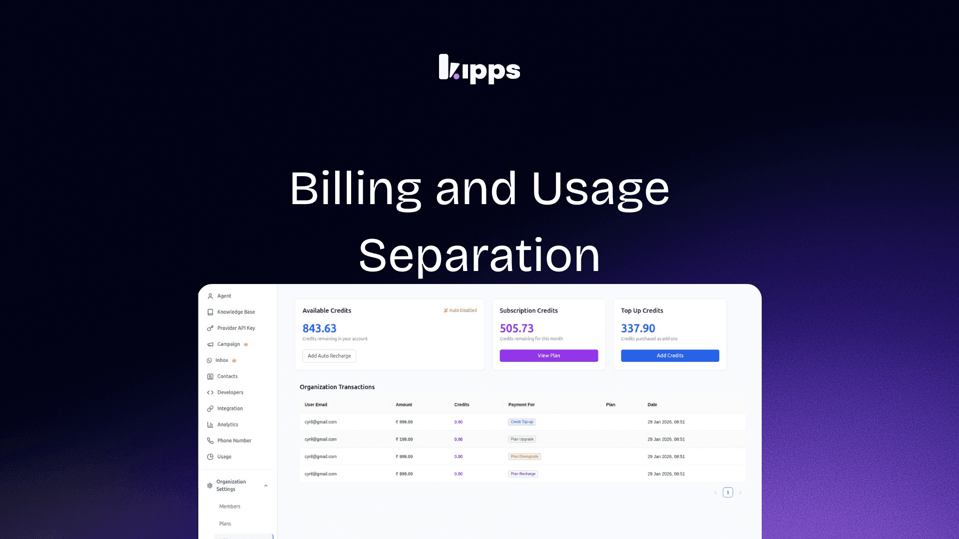 Billing and Usage Separation