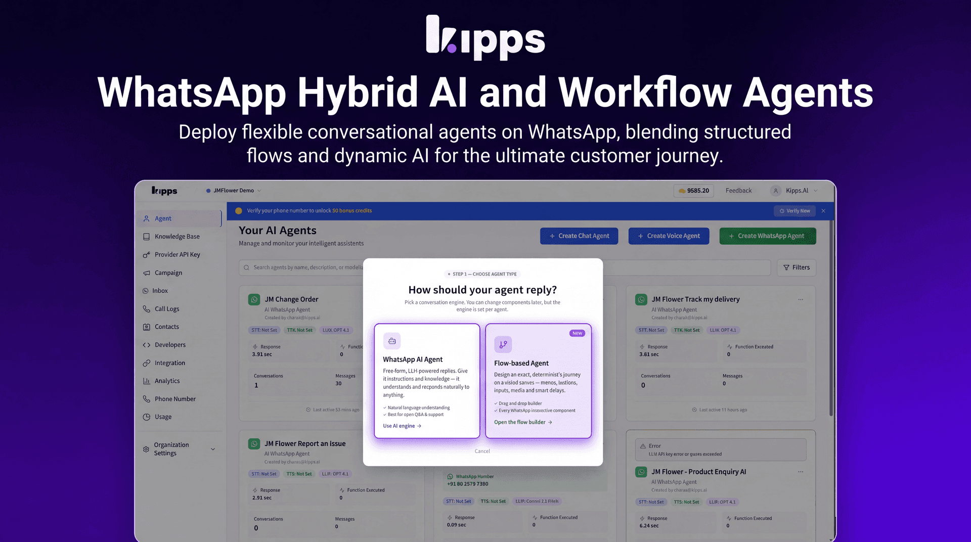 WhatsApp Hybrid AI and Workflow Agents