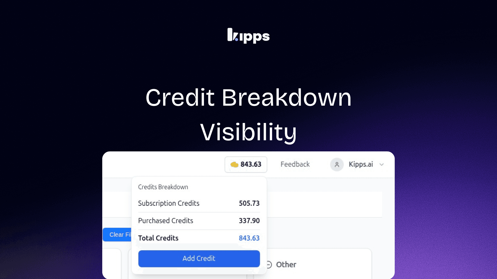 Credits Breakdown Visibility