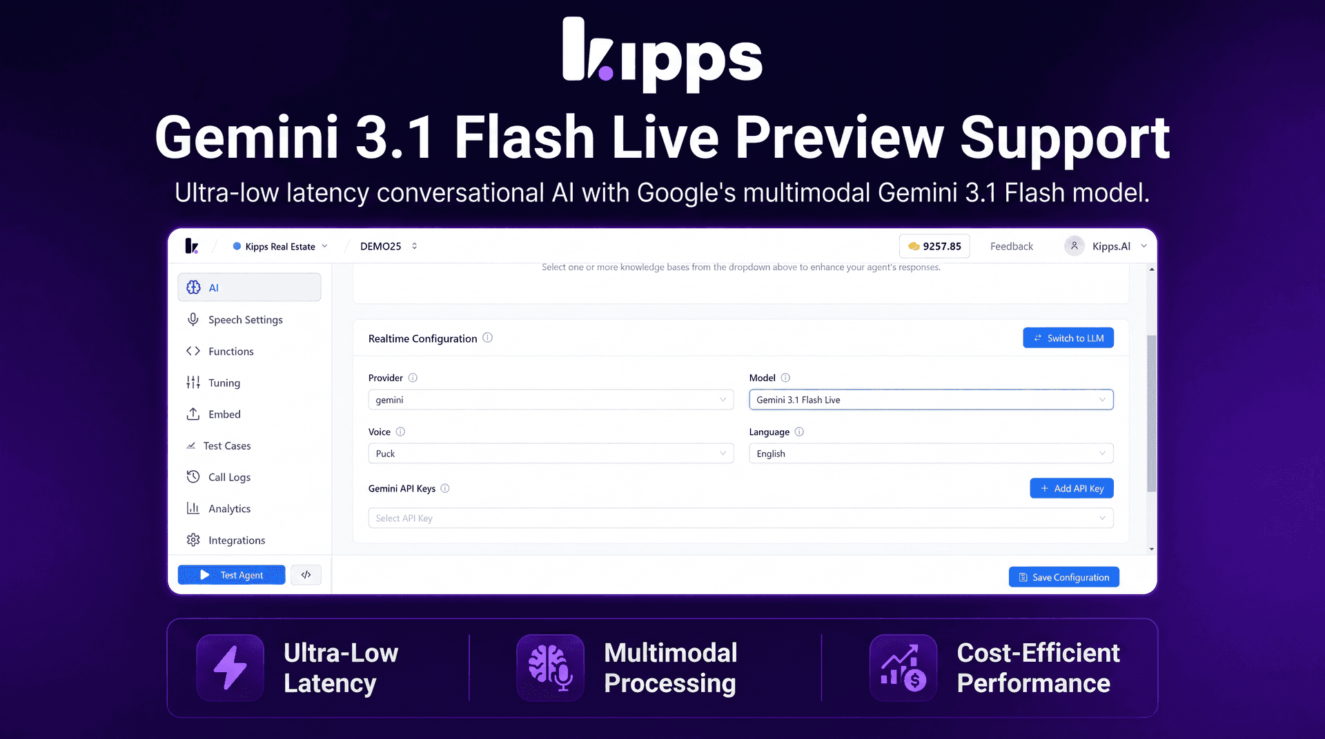 Gemini 3.1 Flash Live Preview Support