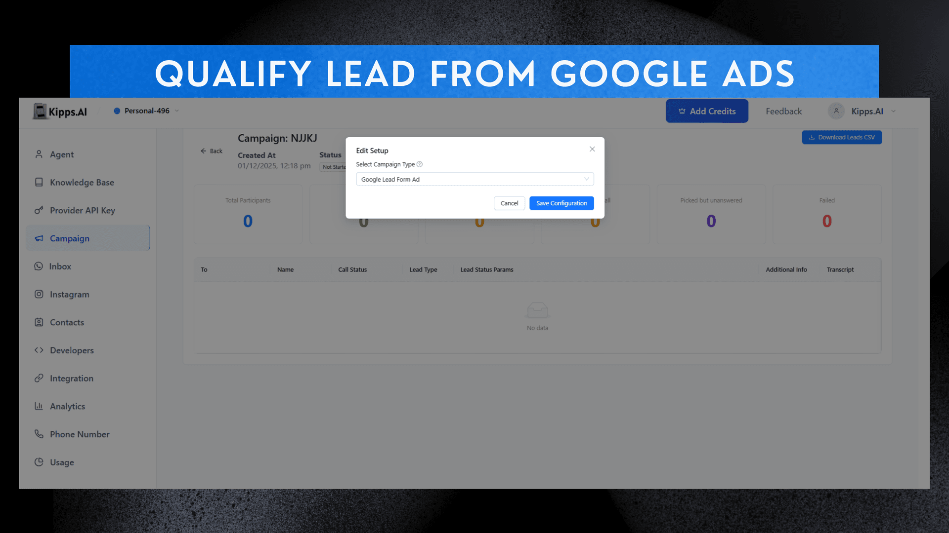 Qualify a Lead from google Ads
