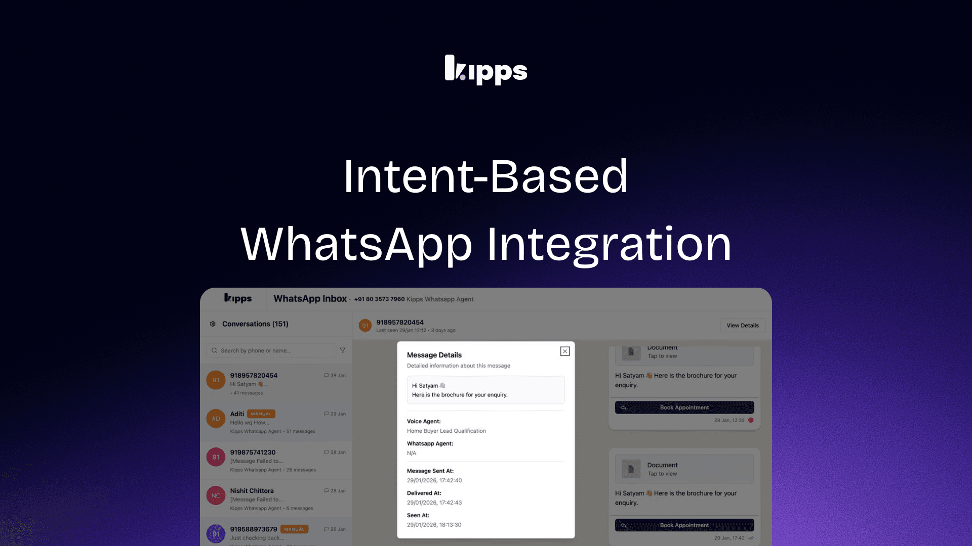 Intent-Based WhatsApp Messaging for Voicebot Calls