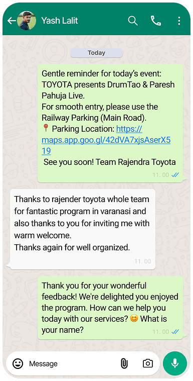 WhatsApp AI Agent conversation demo 2