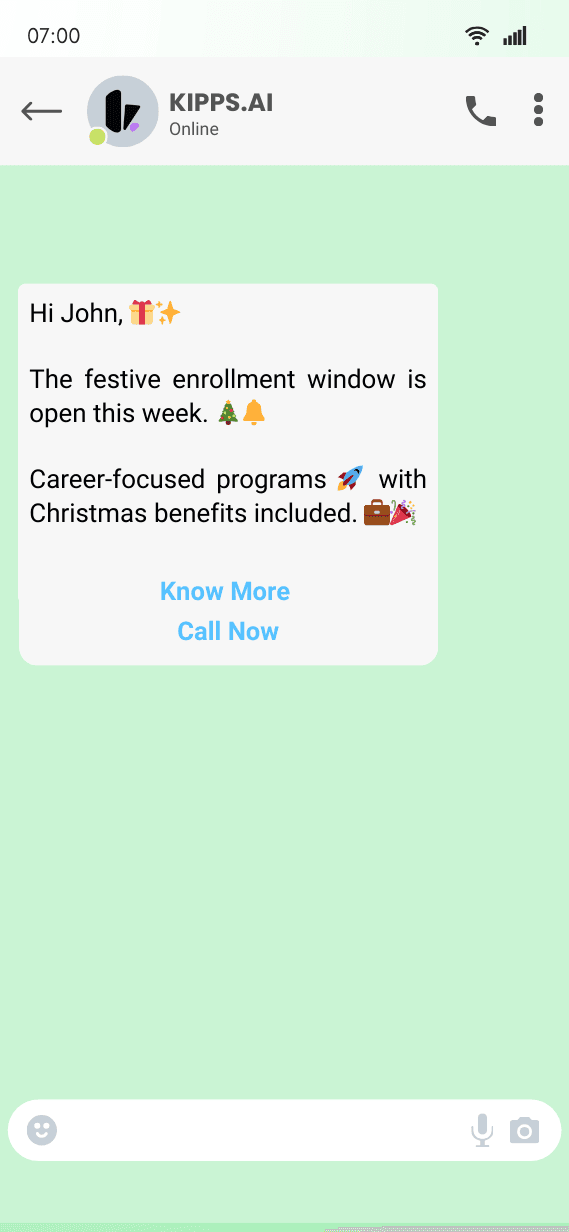 Christmas WhatsApp Template Example