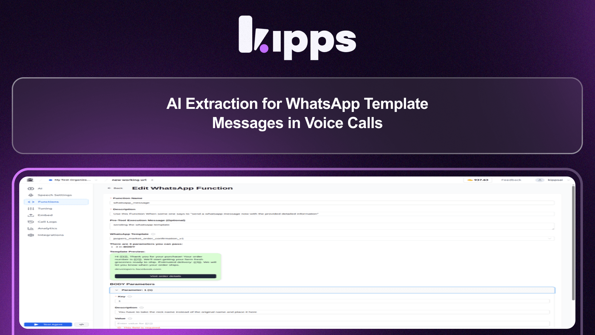 AI Extraction for WhatsApp Template Messages in Voice Calls