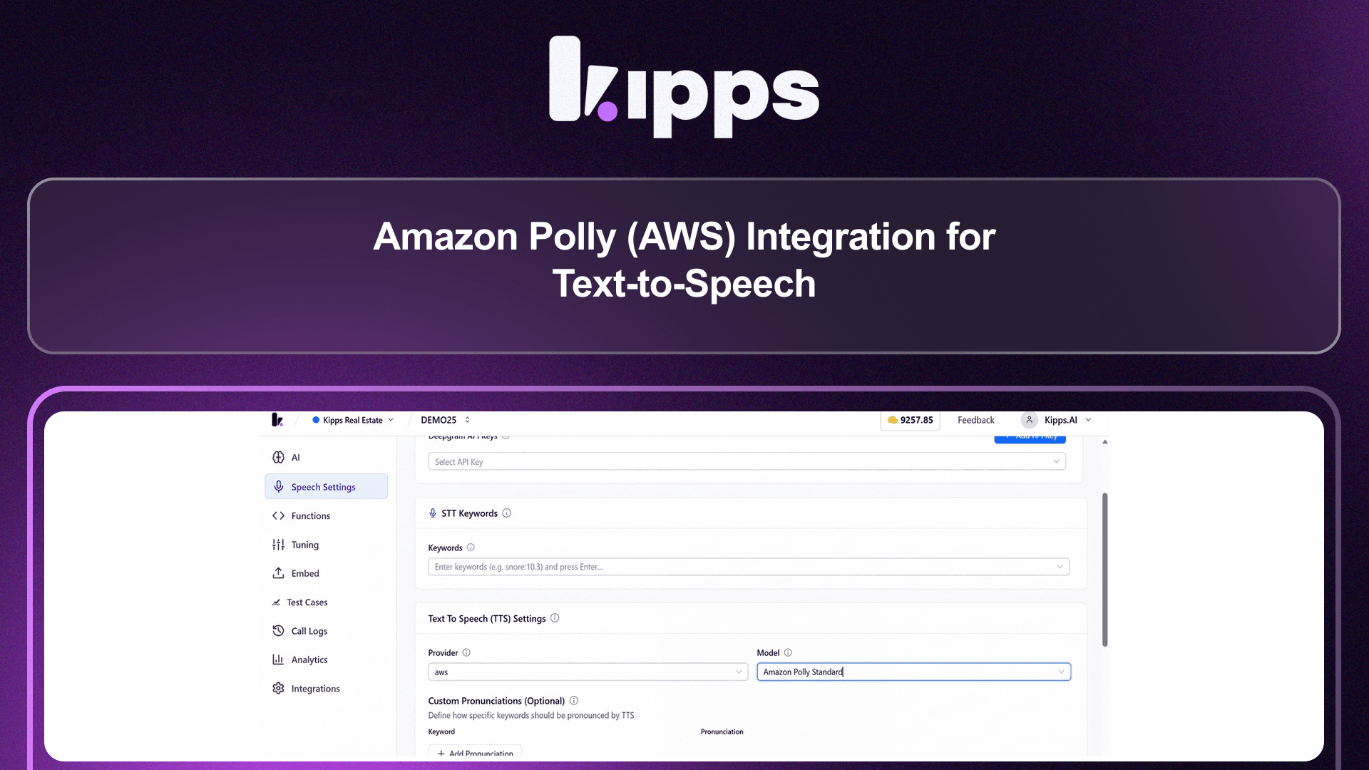 Amazon Polly (AWS) Integration for Text-to-Speech