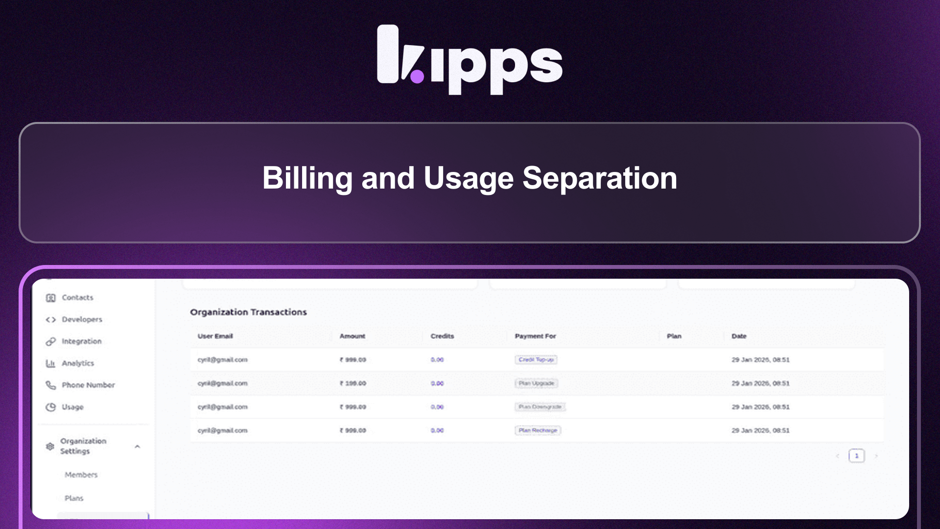 Billing and Usage Separation