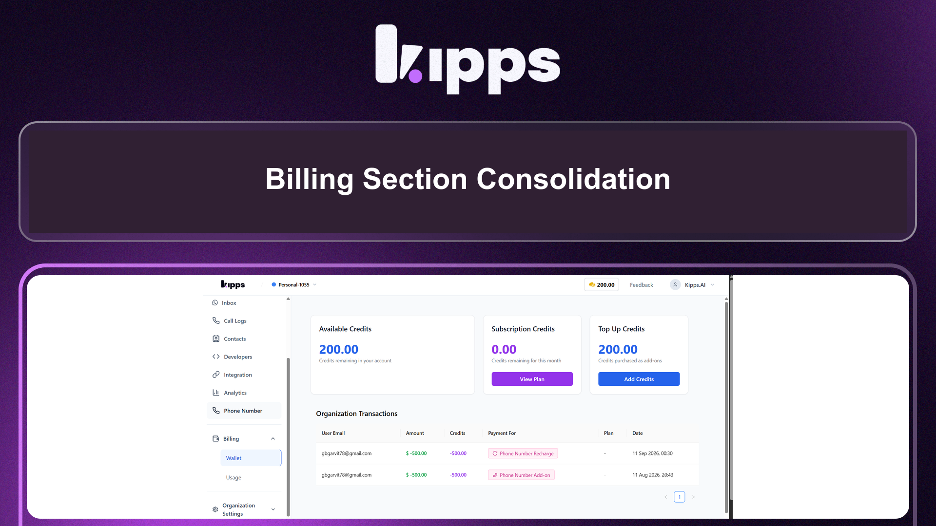 Billing Section Consolidation