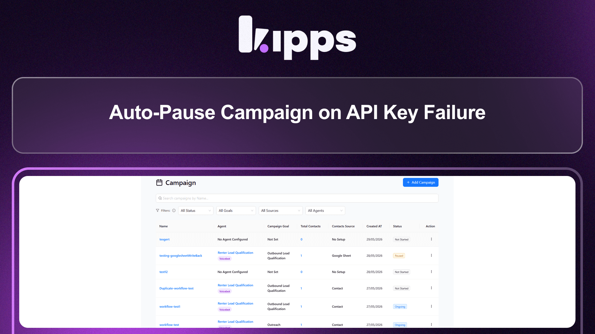 Auto-Pause Campaign on API Key Failure