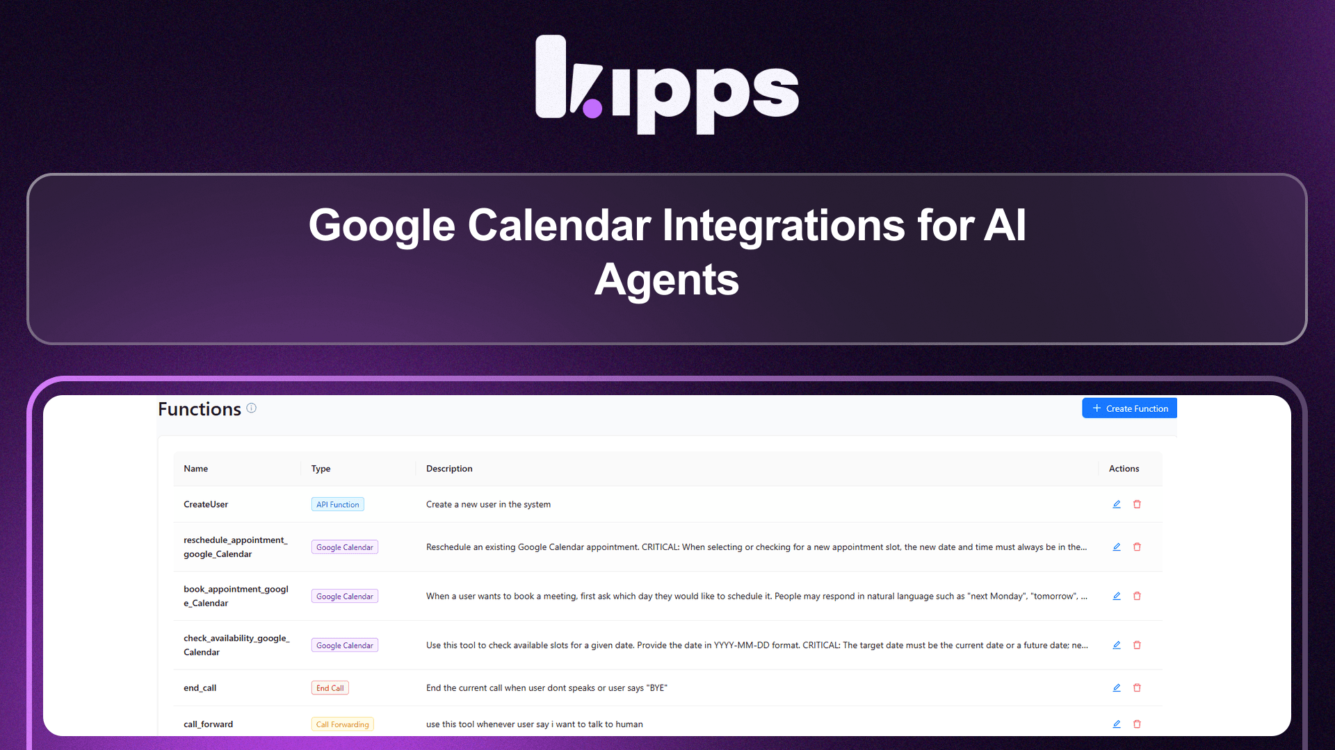 Google Calendar Integrations for AI Agents