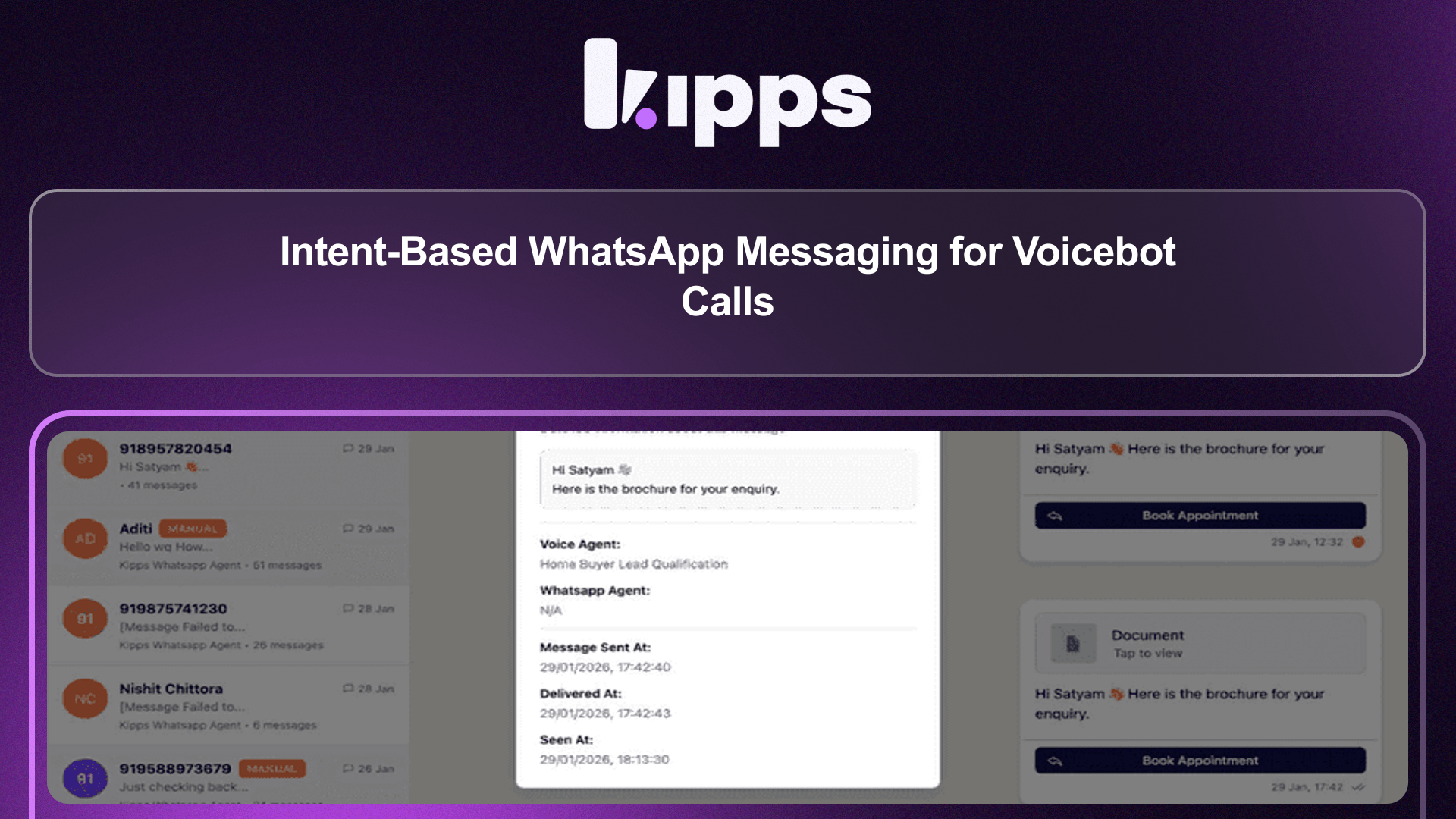Intent-Based WhatsApp Messaging for Voicebot Calls