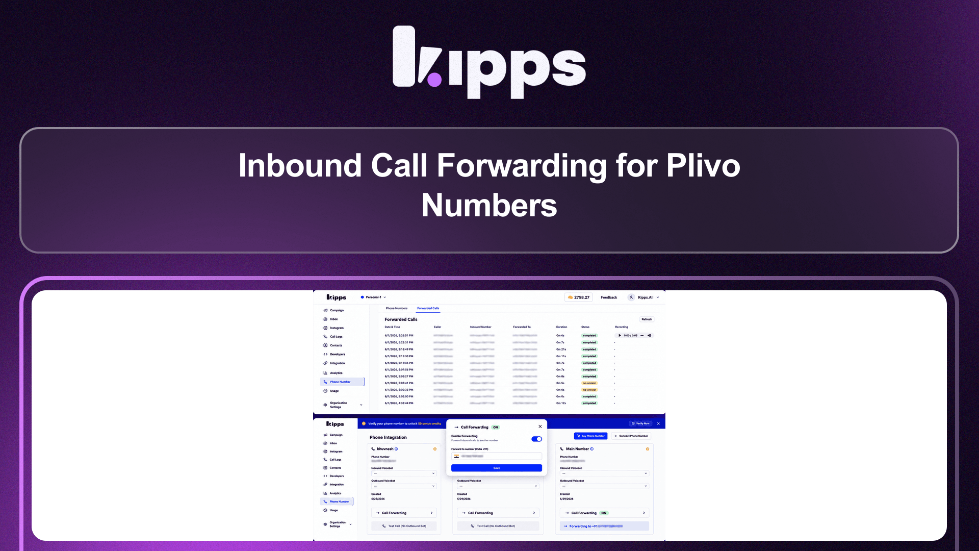 Inbound Call Forwarding for Plivo Numbers