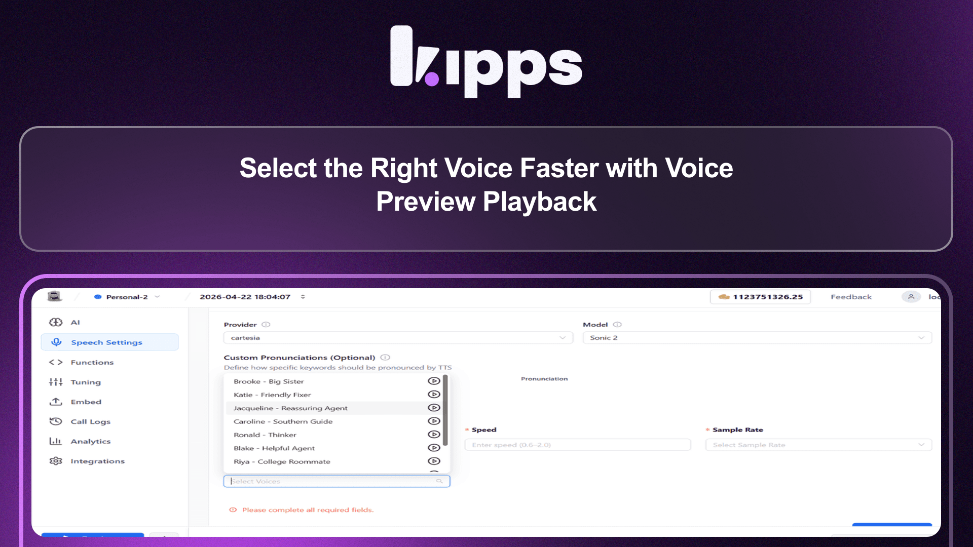 Select the Right Voice Faster with Voice Preview Playback