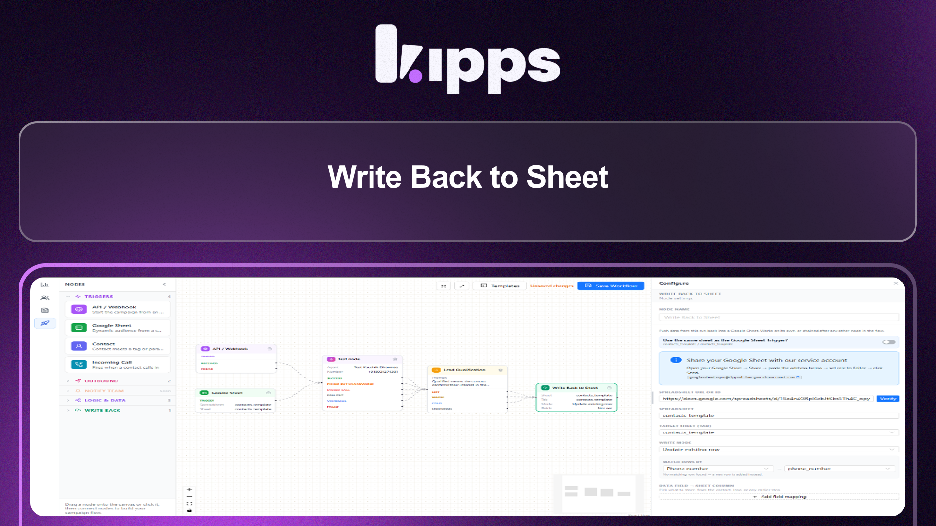 Write Back to Sheet