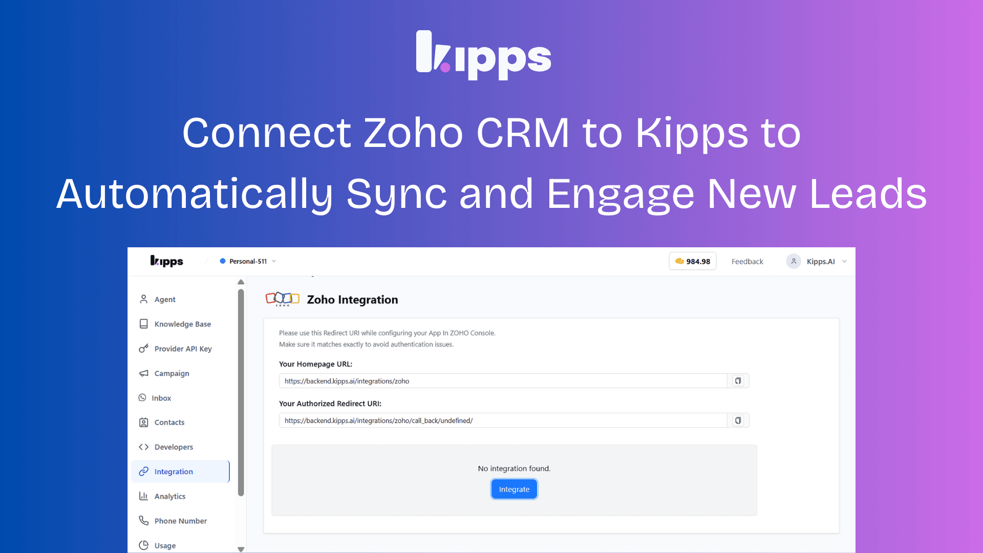  Zoho CRM Integration
