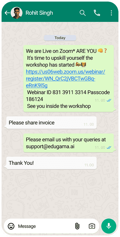 WhatsApp AI Agent conversation demo 3